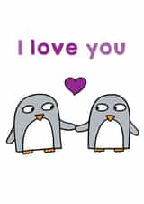 I love you. Penguin Anniversary or Valentine's Day card. created by Penguin Parade