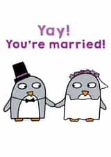 Yay you're married! - Cute penguin wedding card created by Penguin Parade