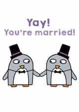 Yay you're married! - gay penguin wedding card created by Penguin Parade