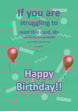 struggling read Birthday Card 46611 created by Tom's Cards