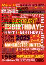 2025 Manchester United football fan’s Birthday Card created by Kerrylovescards