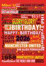 Manchester United History Fan Birthday Card 2026 – Red Devils Legends created by Kerrylovescards
