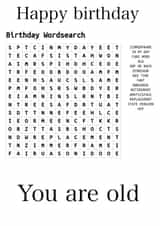 crossword wordsearch Birthday Card 46654 created by Tom Learoyd