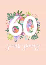 Happy 60th Birthday - for her - Pretty peach pastel floral - female card created by Little Cat Creates