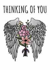 wings flowers Thinking of you Card 21061 created by Cowpat Designs