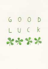 four leaf clover typography Good Luck Card 1220 created by Stacey Knights