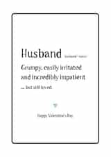 Husband Grumpy Valentines Day Card 31198 created by Spotty N Stripy