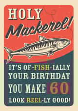 Retro Adult Mackerel Fish 60th Birthday Card created by Emoticology Cards