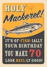 Retro Adult Mackerel Fish 70th Birthday Card created by Emoticology Cards