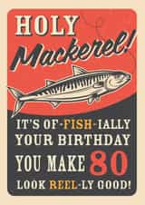 Retro Adult Mackerel Fish 40th Birthday Card 1001 created by Emoticology Cards