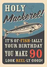 Retro Adult Mackerel Fish 90th Birthday Card created by Emoticology Cards