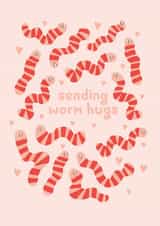 hearts worms Valentines Day Card 17576 created by hnaillustration