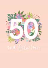 Happy 50th Birthday for her - fabulous peach pastel floral card - pretty modern and feminine created by Little Cat Creates