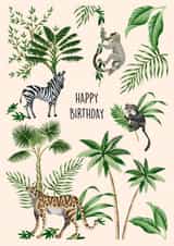 Arty Birthday Card - Wild Animals - Plants & Trees created by Poppy & Mabel 