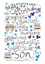 Happy Birthday Gorgeous Son - With Love - Birthday Card created by Love and Happy Stuff