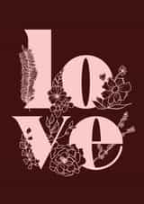 Hand-drawn floral Love card created by Josy Duck