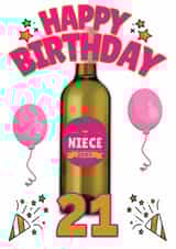 Happy 21st Birthday Niece - Personalised Wine Bottle Card created by ShortRound888