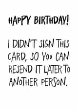 sign resend Birthday Card 18439 created by Ollie Jolly