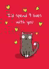 9 lives cat Valentines Day Card 43151 created by Ollie Jolly