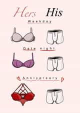 his hers Anniversary Card 21220 created by Lipstick & Moustaches