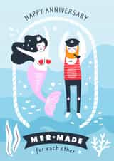 Happy Anniversary Underwater Mermaid & Sailor Card created by Creative Joy