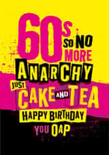 60 age, post punk 60th birthday card created by The Typecast Gallery