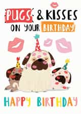 illustration pugs Birthday Card 20524 created by NICHOLA COWDERY ILLUSTRATIONS 