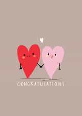 Congratulations red and pink heart - wedding /engagement created by NICHOLA COWDERY ILLUSTRATIONS