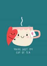 CUP OF TEA TEA Valentines Day Card 20525 created by NICHOLA COWDERY ILLUSTRATIONS 