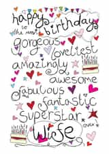 Happy Birthday Gorgeous Wife - With Love - Birthday Card created by Love and Happy Stuff