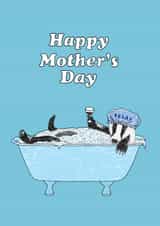 badger bubble bath Mothers Day Card 20917 created by Martina Scott