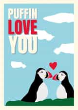 puffin pun Valentines Day Card 17150 created by Cox a Doodle Doo
