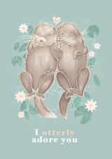 Otters Love Holding Hands Valentine/Anniversary Card created by Little Eden Studio