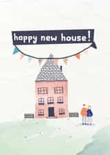 Traditional Bunting New Home Card - Housewarming - Happy New House! created by RebeccaAustinDesigns