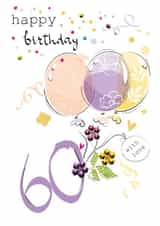 60 Age Milestone Balloons and Confetti Birthday Card created by SABIVO Design by Sabina