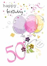 50 Age Milestone Balloons and Confetti Birthday Card created by SABIVO Design by Sabina