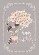 raccoon floral Birthday Card 39700 created by Nataliya Dolotko