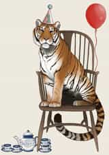 balloon tiger Birthday Card 21306 created by Molly & George Illustration