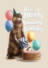 Otter Cake Birthday Card 15624 created by Fasanian Artistry