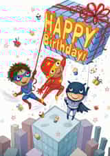 superhero present Birthday Card 15057 created by Karmuka