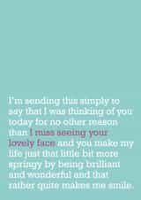 miss you miss Just Because Card 21376 created by The Right Lines