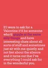 Heartfelt Valentines Day Card - Giggle At The Same Silly Things created by The Right Lines