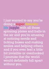 friend card heartfelt Just because Card 21384 created by The Right Lines