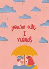 Couple in the Rain Card created by Laura Jayne Lettering