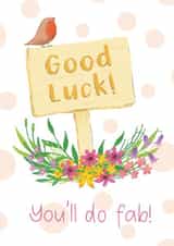 Good luck signpost card created by Leela Taylor