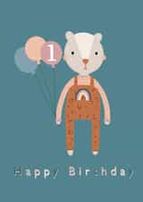 Happy Birthday 1st birthday Birthday Card 21444 created by Printed Picnic