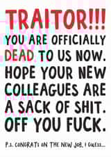 traitor dead New Job Card 13956 created by Smudge & Splash