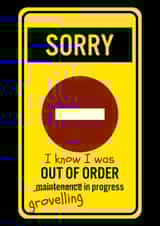 out of order apology Sorry Card 47202 created by CattleShed