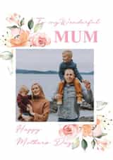 Personalised Mothers Day Photo Card created by Emoticology Cards - Pretty Personalised Floral Mother's Day Photo Card - For Mum - To My Wonderful Mum Happy Mother's Day