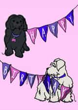 Cute Birthday Bunting card - Dogs - Happy Birthday created by FloofAndFlump Designs